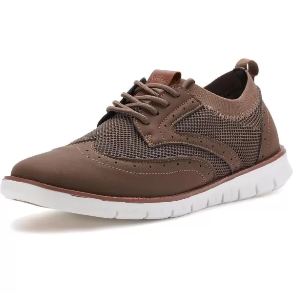 imageJoomra Mens KnitLeather Wingtip Oxford Dress ShoesBrown