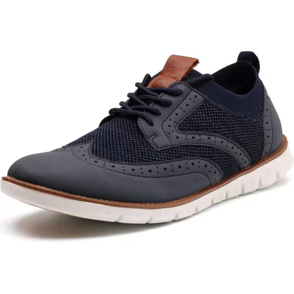 imageJoomra Mens KnitLeather Wingtip Oxford Dress ShoesDark Blue