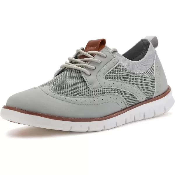 imageJoomra Mens KnitLeather Wingtip Oxford Dress ShoesLight Grey