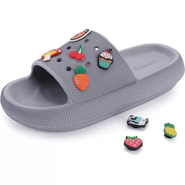imageJoomra Pillow Slippers for Women and Men Breathable Shower Slides Quick Drying Sandals  Ultra Cushion  Thick SoleGrey