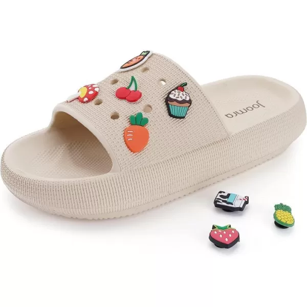 imageJoomra Pillow Slippers for Women and Men Breathable Shower Slides Quick Drying Sandals  Ultra Cushion  Thick SoleKhaki