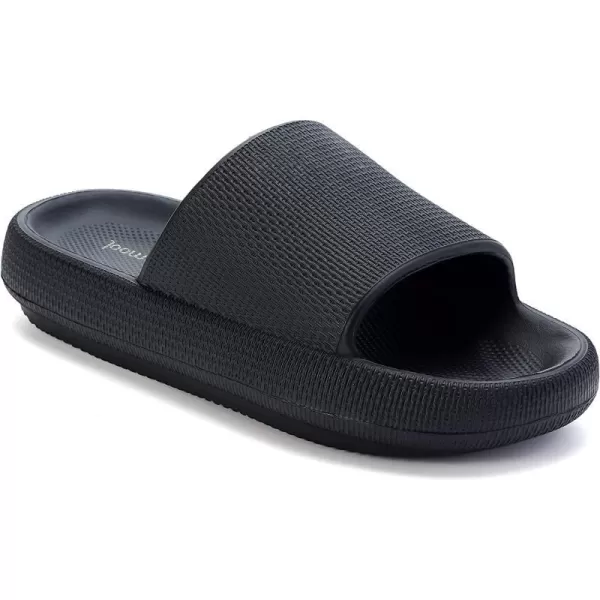 imageJoomra Pillow Slippers for Women and Men Non Slip Quick Drying Shower Slides Bathroom Sandals  Ultra Cushion  Thick SoleBlack
