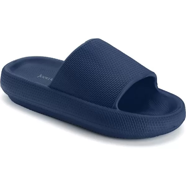 imageJoomra Pillow Slippers for Women and Men Non Slip Quick Drying Shower Slides Bathroom Sandals  Ultra Cushion  Thick SoleDark Blue