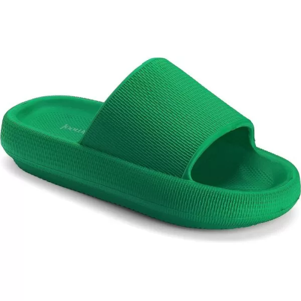 imageJoomra Pillow Slippers for Women and Men Non Slip Quick Drying Shower Slides Bathroom Sandals  Ultra Cushion  Thick SoleGreen