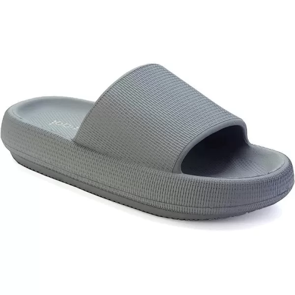imageJoomra Pillow Slippers for Women and Men Non Slip Quick Drying Shower Slides Bathroom Sandals  Ultra Cushion  Thick SoleGrey