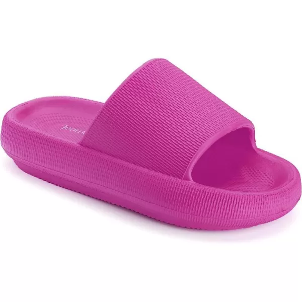 imageJoomra Pillow Slippers for Women and Men Non Slip Quick Drying Shower Slides Bathroom Sandals  Ultra Cushion  Thick SoleHot Pink