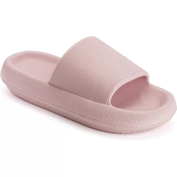 imageJoomra Pillow Slippers for Women and Men Non Slip Quick Drying Shower Slides Bathroom Sandals  Ultra Cushion  Thick SolePink