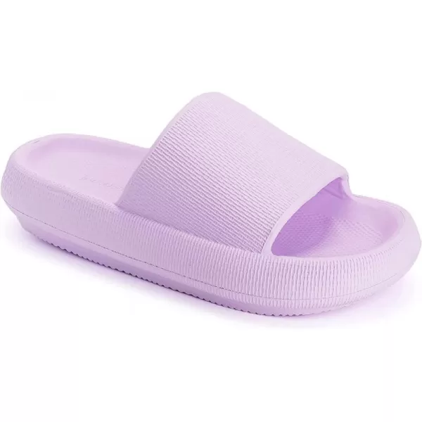 imageJoomra Pillow Slippers for Women and Men Non Slip Quick Drying Shower Slides Bathroom Sandals  Ultra Cushion  Thick SolePurple