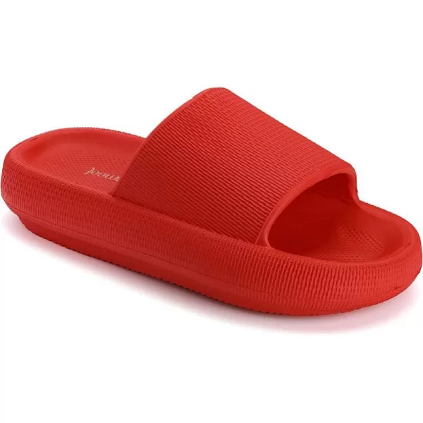 imageJoomra Pillow Slippers for Women and Men Non Slip Quick Drying Shower Slides Bathroom Sandals  Ultra Cushion  Thick SoleRed
