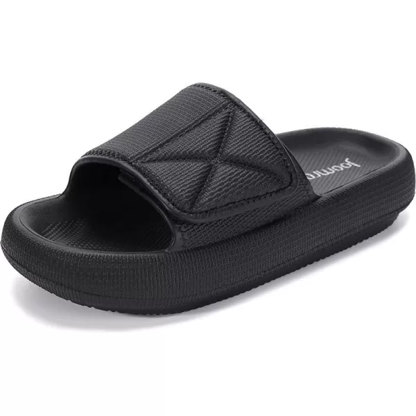 imageJoomra Slides for Women and Men Recovery Supportive Athletic Pillow Slippers Sandals  Adjustable Strap  Dual Cushioned Thick SoleAdjustable  Black