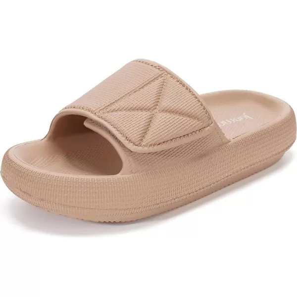 imageJoomra Slides for Women and Men Recovery Supportive Athletic Pillow Slippers Sandals  Adjustable Strap  Dual Cushioned Thick SoleAdjustable  Brown