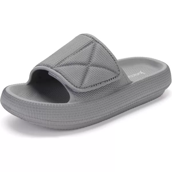 imageJoomra Slides for Women and Men Recovery Supportive Athletic Pillow Slippers Sandals  Adjustable Strap  Dual Cushioned Thick SoleAdjustable  Grey