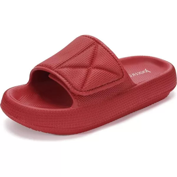 imageJoomra Slides for Women and Men Recovery Supportive Athletic Pillow Slippers Sandals  Adjustable Strap  Dual Cushioned Thick SoleAdjustable  Wine Red