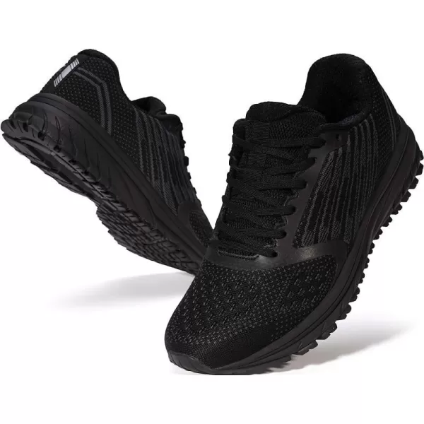 imageJoomra Whitin Mens Supportive Running Shoes Cushioned Lightweight Athletic SneakersAll Black