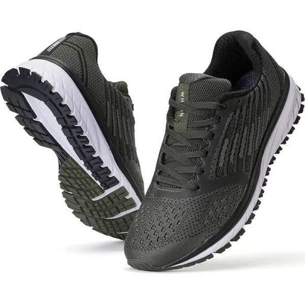 imageJoomra Whitin Mens Supportive Running Shoes Cushioned Lightweight Athletic SneakersArmy Green