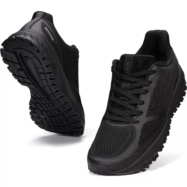 imageJoomra Whitin Mens Supportive Running Shoes Cushioned Lightweight Athletic SneakersBlackMesh