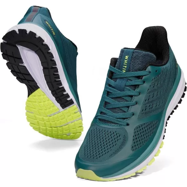 imageJoomra Whitin Mens Supportive Running Shoes Cushioned Lightweight Athletic SneakersBlackish GreenMesh