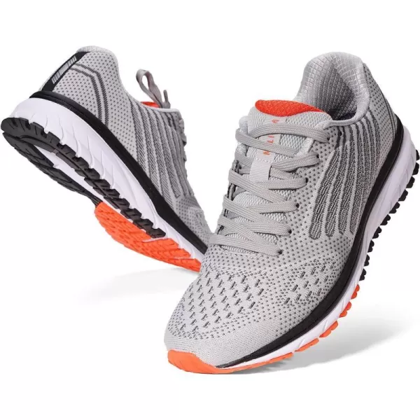 imageJoomra Whitin Mens Supportive Running Shoes Cushioned Lightweight Athletic SneakersLight Grey