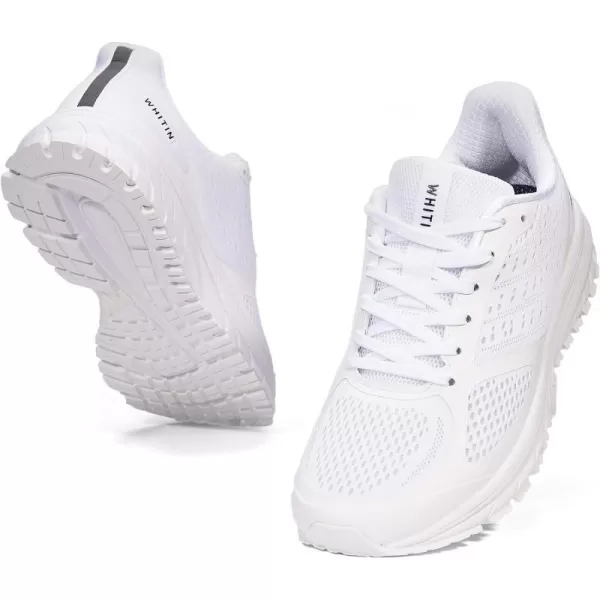 imageJoomra Whitin Mens Supportive Running Shoes Cushioned Lightweight Athletic SneakersWhiteMesh