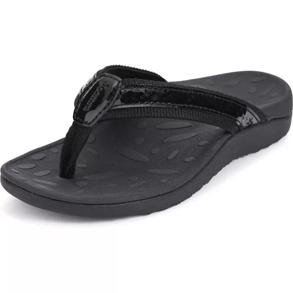 imageJoomra Womens Flip Flops Arch Support Orthotic Toe Post Thong SandalsAll Black