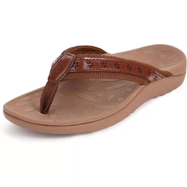 imageJoomra Womens Flip Flops Arch Support Orthotic Toe Post Thong SandalsAll Brown
