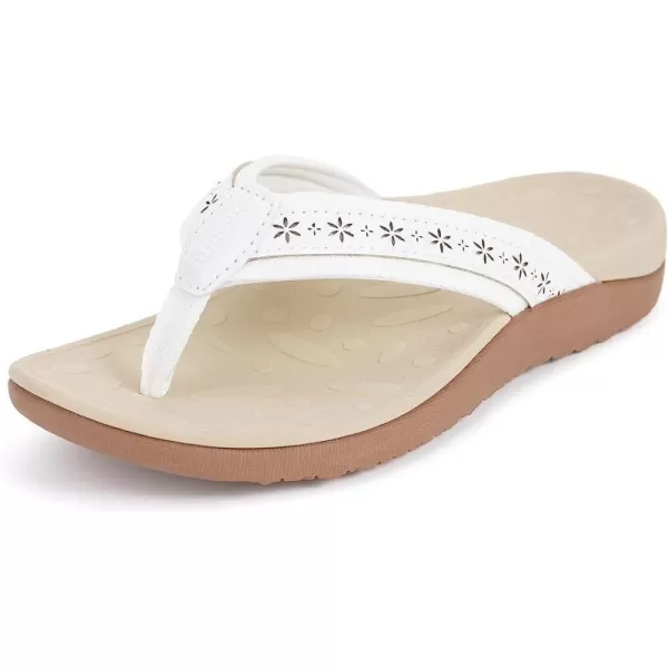 imageJoomra Womens Flip Flops Arch Support Orthotic Toe Post Thong SandalsBeigeWhite