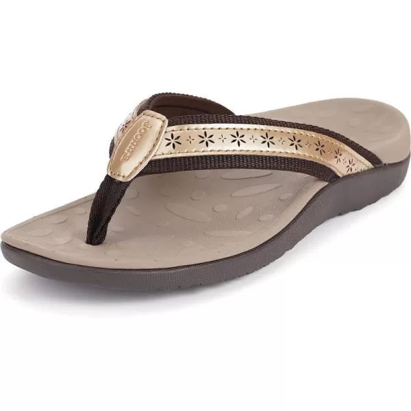 imageJoomra Womens Flip Flops Arch Support Orthotic Toe Post Thong SandalsGold