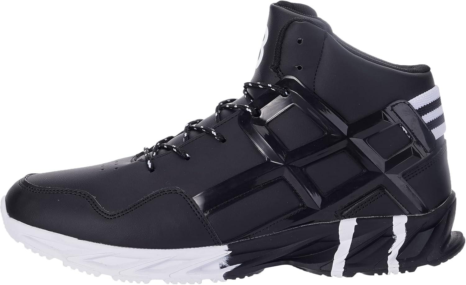 imageJoomra Mens Fashion Sneakers Black for Work Walking Jogging Size 11 Boys Gym Fitness Lace up High High Top Cushion Trainer Athletic Tennis Shoes 45