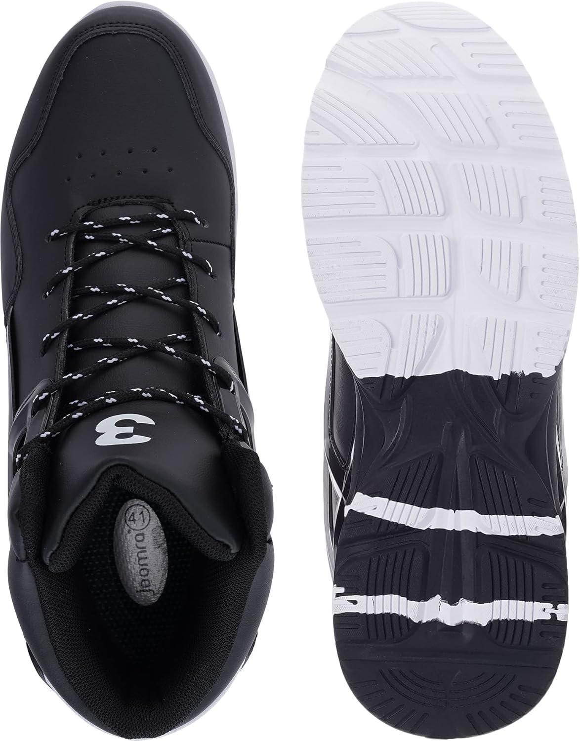 imageJoomra Mens Fashion Sneakers Black for Work Walking Jogging Size 11 Boys Gym Fitness Lace up High High Top Cushion Trainer Athletic Tennis Shoes 45