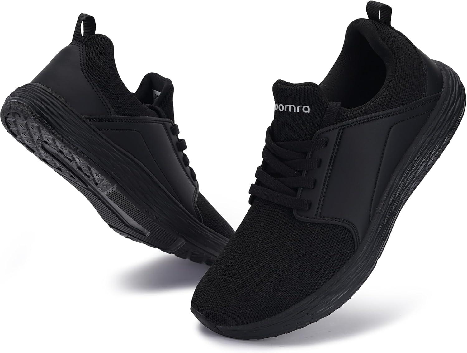 imageJoomra Mens Zero Drop Running Tennis Shoes  Slip on Walking Sneakers  Wide Toe BoxS86  All Black