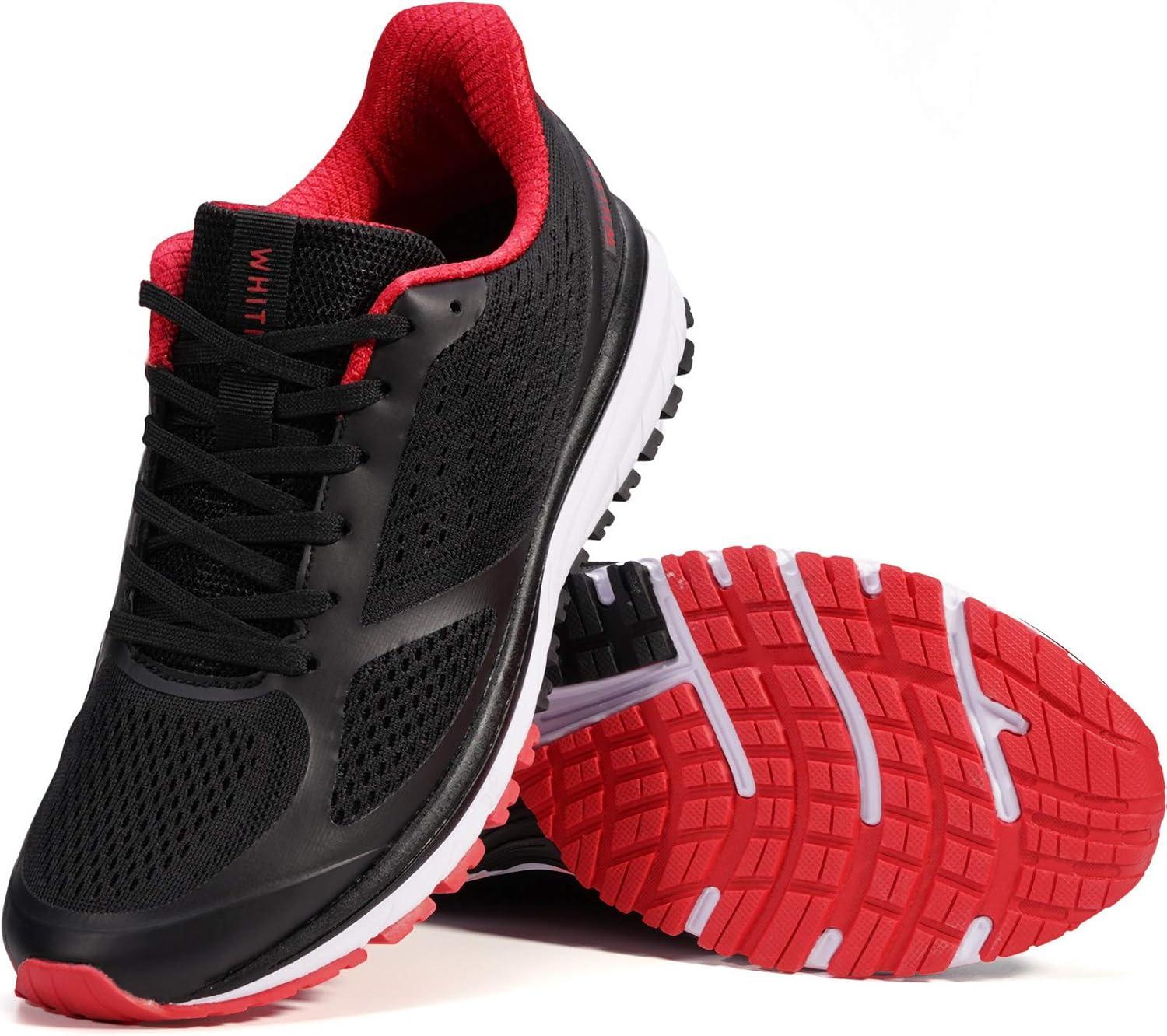 imageJoomra Whitin Mens Supportive Running Shoes Cushioned Athletic SneakersBlack RedMesh
