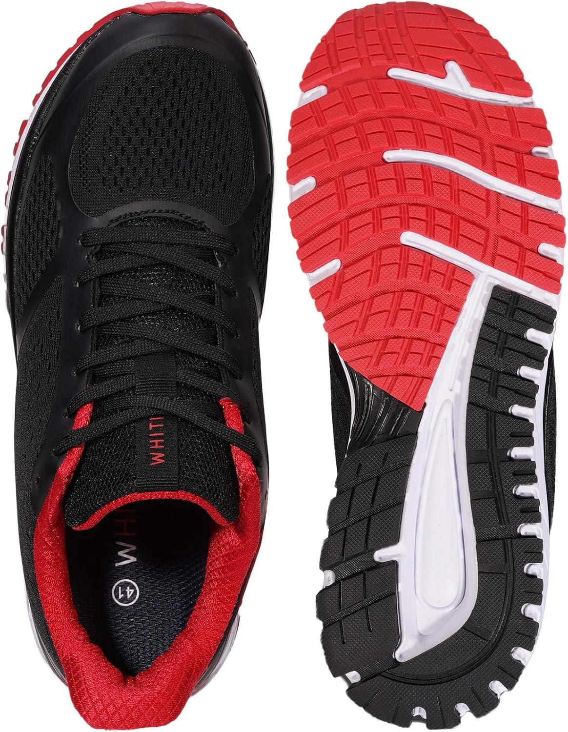 imageJoomra Whitin Mens Supportive Running Shoes Cushioned Athletic SneakersBlack RedMesh