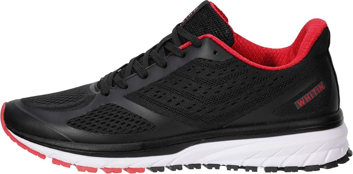 imageJoomra Whitin Mens Supportive Running Shoes Cushioned Athletic SneakersBlack RedMesh