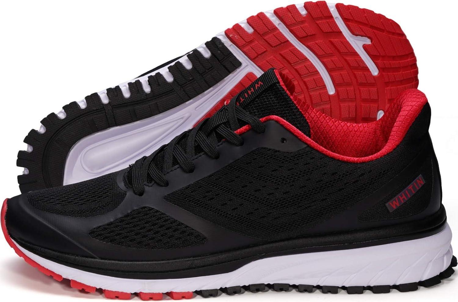 imageJoomra Whitin Mens Supportive Running Shoes Cushioned Athletic SneakersBlack RedMesh