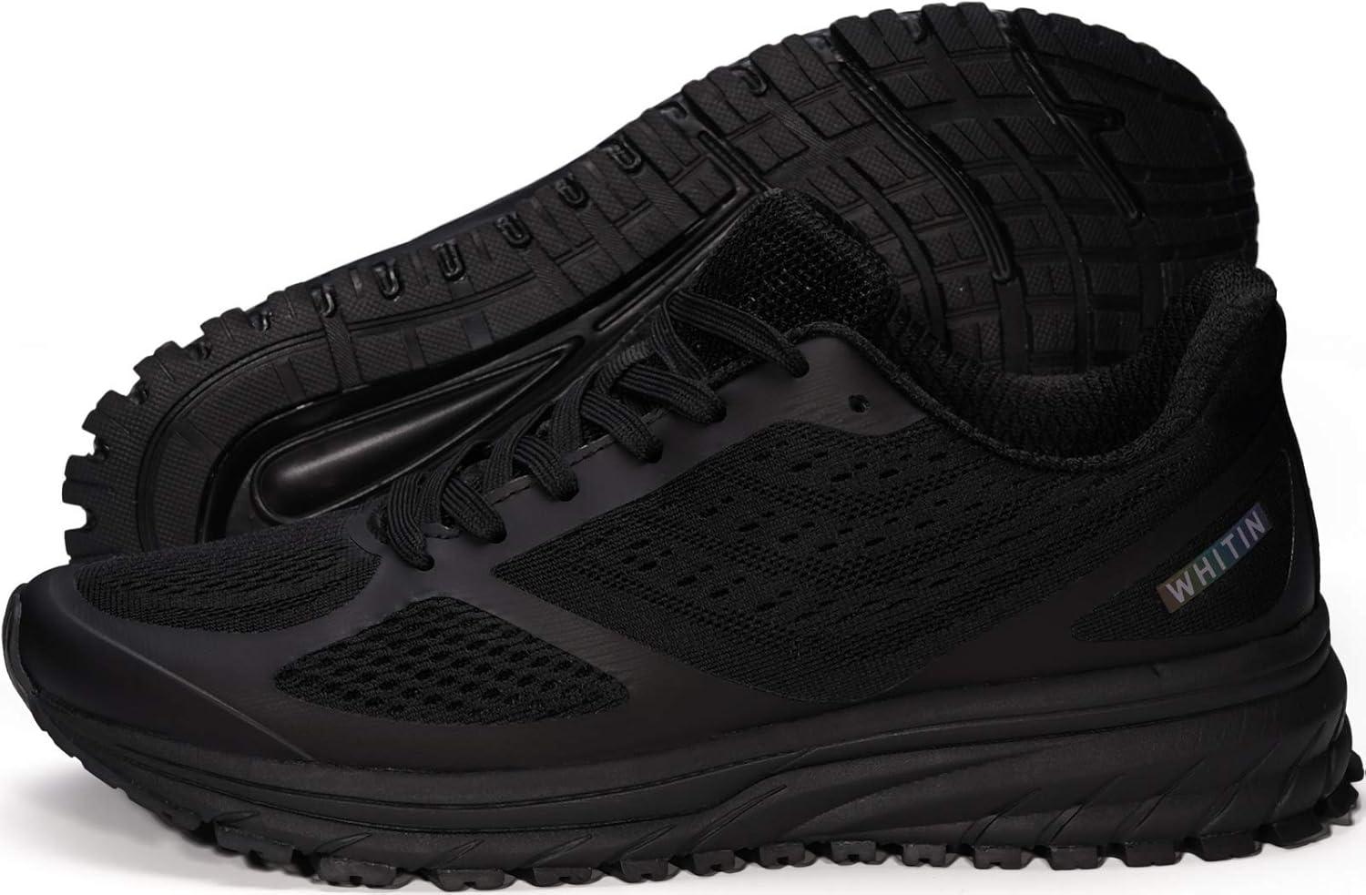imageJoomra Whitin Mens Supportive Running Shoes Cushioned Athletic SneakersBlackMesh