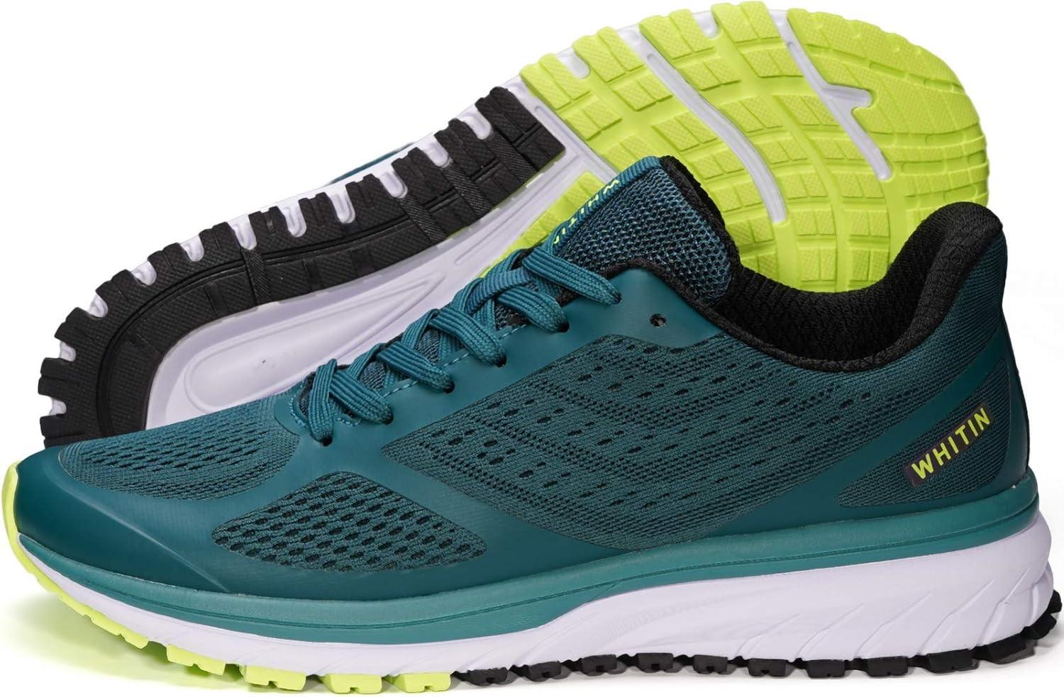 imageJoomra Whitin Mens Supportive Running Shoes Cushioned Athletic SneakersBlackish GreenMesh