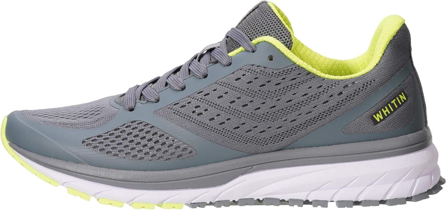 imageJoomra Whitin Mens Supportive Running Shoes Cushioned Athletic SneakersGrey Neon GreenMesh