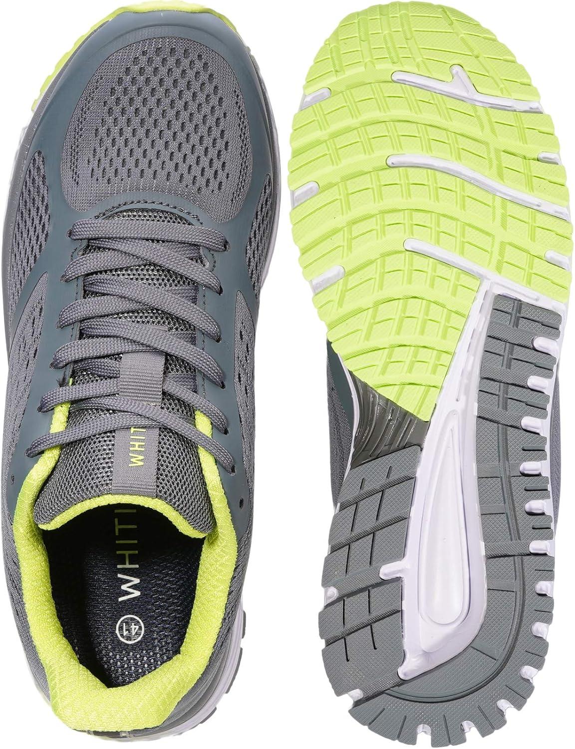 imageJoomra Whitin Mens Supportive Running Shoes Cushioned Athletic SneakersGrey Neon GreenMesh