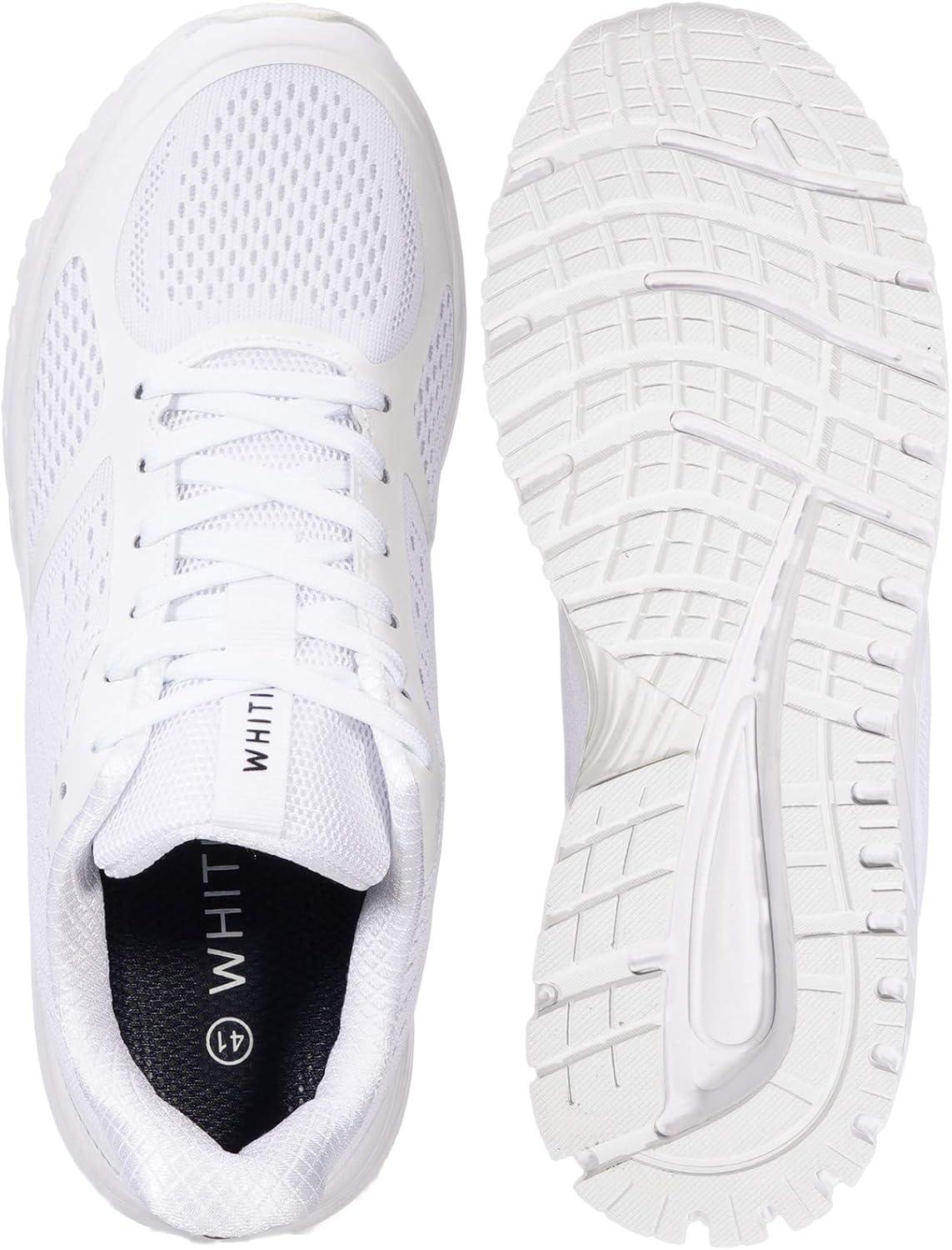 imageJoomra Whitin Mens Supportive Running Shoes Cushioned Athletic SneakersWhiteMesh