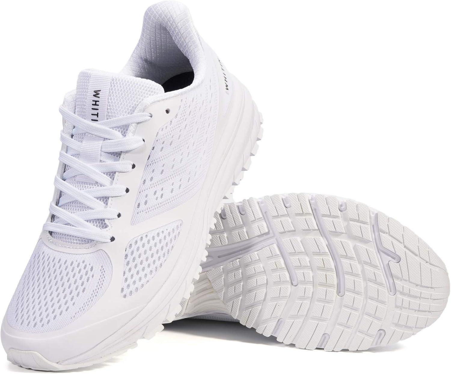 imageJoomra Whitin Mens Supportive Running Shoes Cushioned Athletic SneakersWhiteMesh