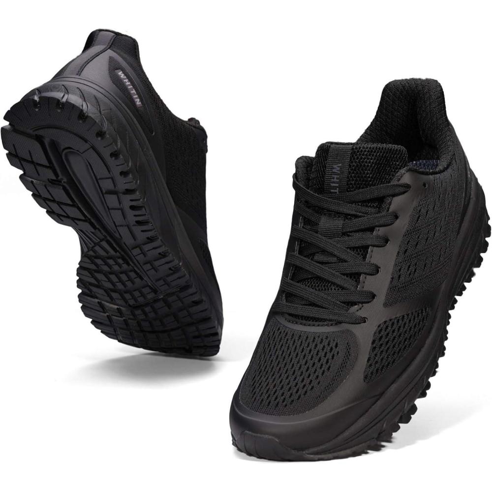 imageJoomra Whitin Mens Supportive Running Shoes Cushioned Athletic SneakersBlackMesh