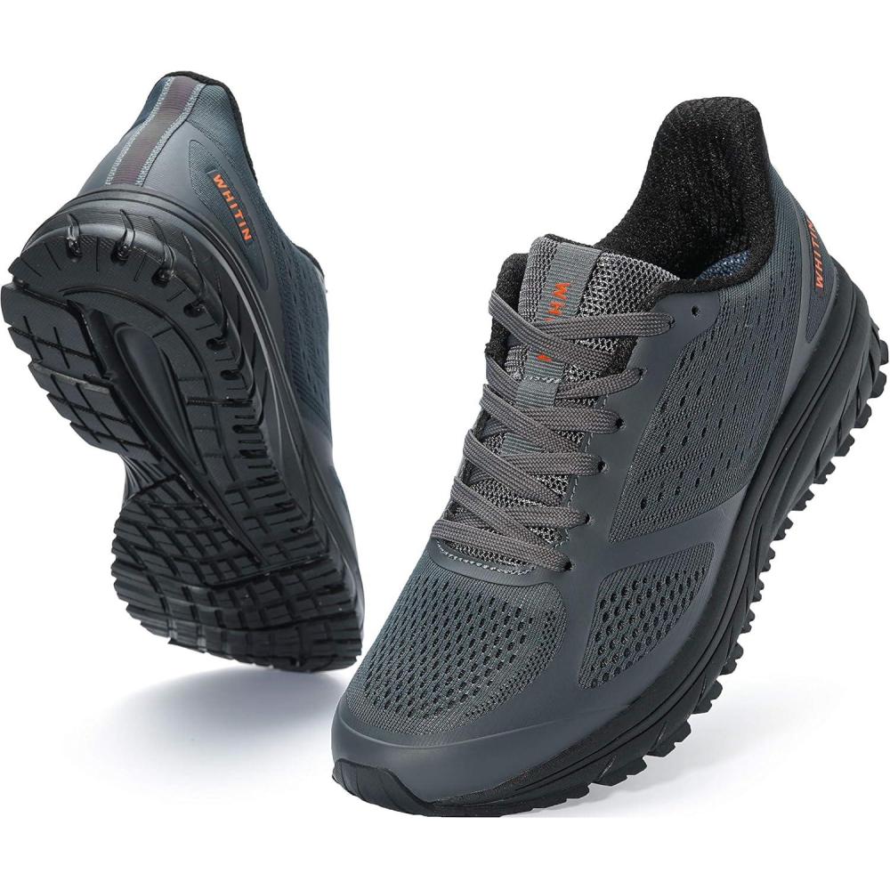 imageJoomra Whitin Mens Supportive Running Shoes Cushioned Athletic SneakersGreyMesh