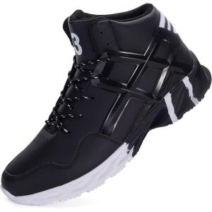 imageJoomra Mens Fashion Sneakers Black for Work Walking Jogging Size 11 Boys Gym Fitness Lace up High High Top Cushion Trainer Athletic Tennis Shoes 45