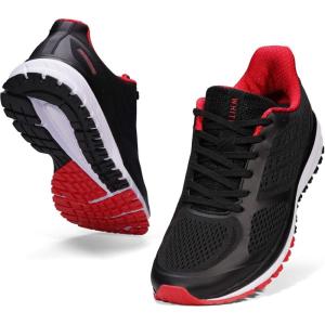 imageJoomra Whitin Mens Supportive Running Shoes Cushioned Athletic SneakersBlack RedMesh