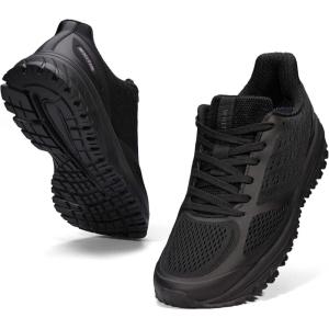 imageJoomra Whitin Mens Supportive Running Shoes Cushioned Athletic SneakersBlackMesh