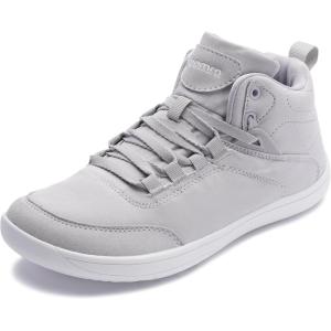 imageJoomra Womens High Top Minimalist Barefoot Sneakers Size 7 Walking Gym Zero Drop Boots Fashion Hitop Non Slip Shoes Grey 38