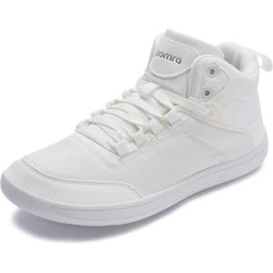 imageJoomra Barefoot Shoes for Women Size 7 High Top Minimalist Gym Walking Tennis Zero Drop Tennis Casual Fashion Sneakers White 38