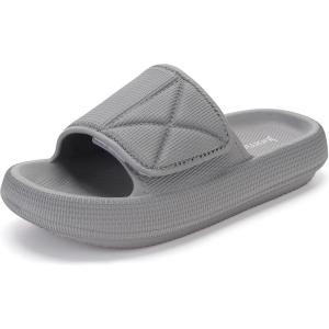 imageJoomra Slides for Women and Men Recovery Pillow Slippers Diabetic Sandals  Adjustable Strap  Dual Cushioned Thick SoleAdjustable  Grey