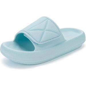 imageJoomra Slides for Women and Men Recovery Pillow Slippers Diabetic Sandals  Adjustable Strap  Dual Cushioned Thick SoleAdjustable  Light Blue