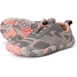 imageJoomra Womens Trail Running Barefoot Shoes  Wide Toe Box Minimalist Sneakers  Zero DropW20  Pink Grey